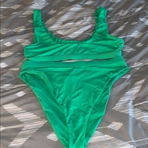NWOT Dippin Daisy’s green high waisted swim
